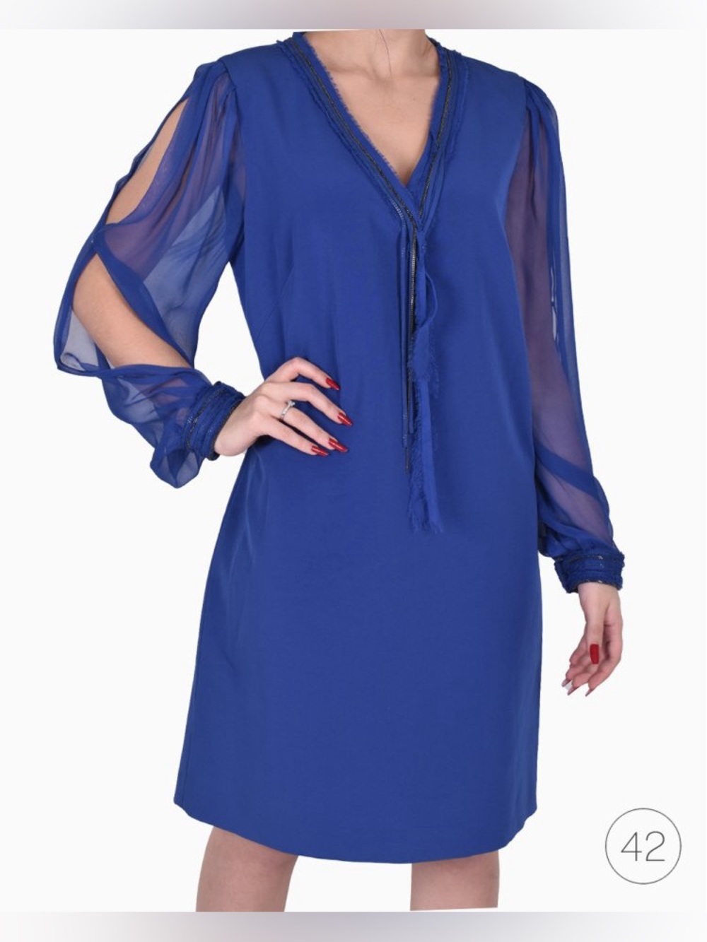 Eliza J Royal Blue Long-Sleeve Shift Dress, NWTO